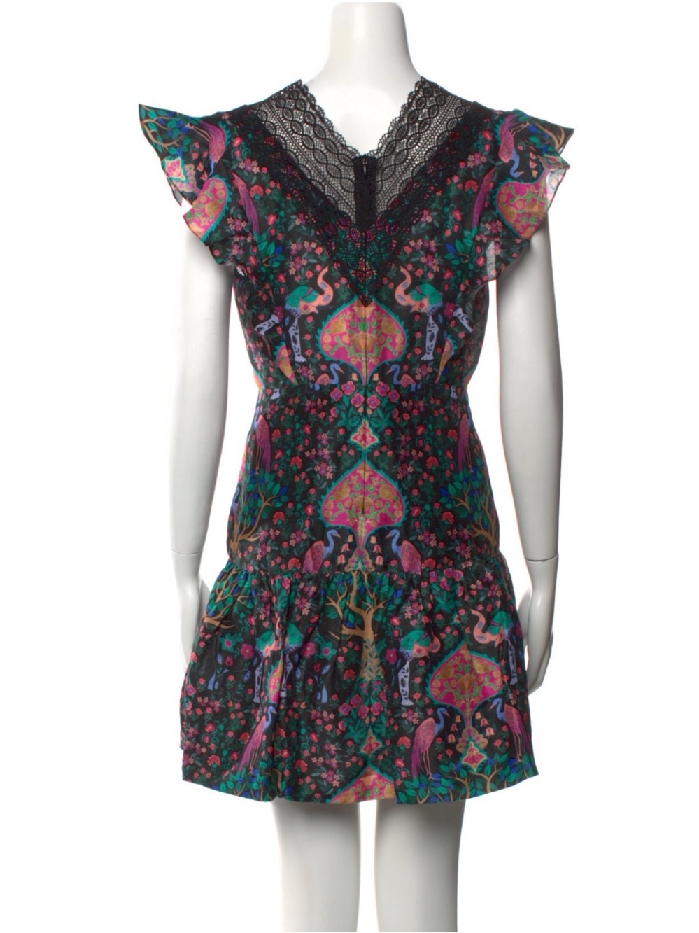 Sandro Floral and lace linen dress
